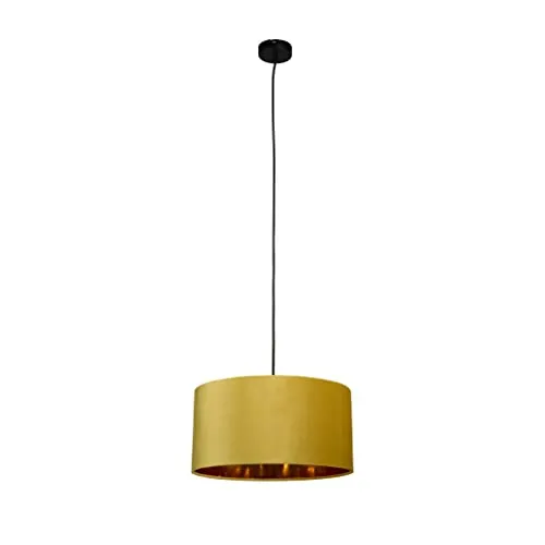 Smartwares Pendelleuchte IDE-60057 - Ockergelber Samt, 40 cm Ø - Lampen-Kategorie: Pendelleuchte aus ockergelbem Samt, schafft eine gemütliche Atmosphäre und ist einfach zu montieren. Ideal für Schlafzimmer oder Wohnzimmer.