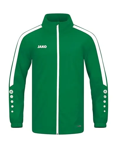 JAKO Kinder Allwetterjacke Power, Sportgrün, Größe 128 - Sportjacke für Kinder, wind- und wasserabweisend, ideal für Outdoor-Aktivitäten bei jedem Wetter. Atmungsaktives Material und elastische Ärmel für maximale Bewegungsfreiheit.