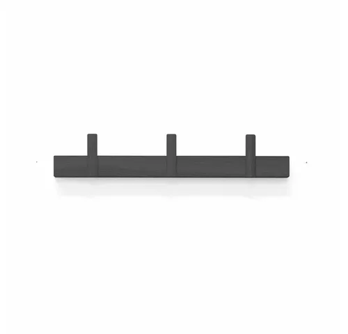 Authentics Garderobenleiste Line Up S Schwarz - Moderne Wandgarderobe aus massiver Esche mit 3 Haken, handgefertigt in Deutschland. Ideal für Flur, Kinderzimmer oder Schlafzimmer – schafft Ordnung auf kleinem Raum.