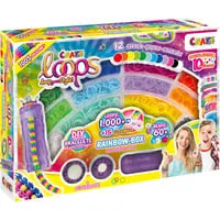 Loops Rainbow Box – Bastelset mit über 1000 bunten Loops - Entdecke die kreative Loops Rainbow Box mit über 1000 Loops in 12 Farben, inklusive Häkelnadel und Verschlüssen. Ideal für kreative Bastelprojekte! Perfekt für Jung und Alt.