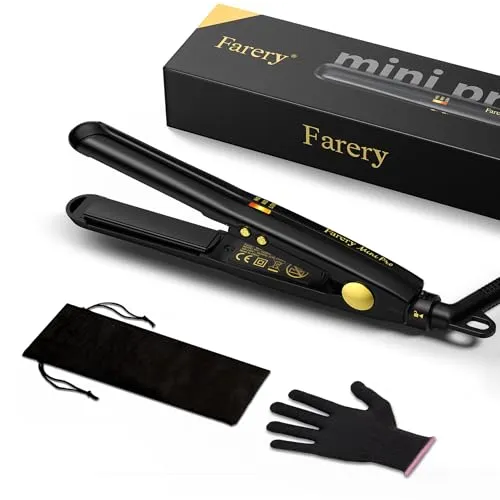 Haarglätteisen Mini Glätteisen für kurze Haare, Tourmalin-Keramik kleiner Haarstraighter, Reisender Mini Haarstraighter mit Etui, automatische Abschaltung, Zweispannig, verstellbare Temperatur