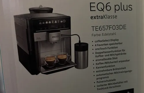EQ6 TE657F03DE plus extraKlasse - Kaffeevollautomat 1,7 l, 1500 W, AutoClean und moderne Edelstahl-Optik für perfekten Kaffeegenuss