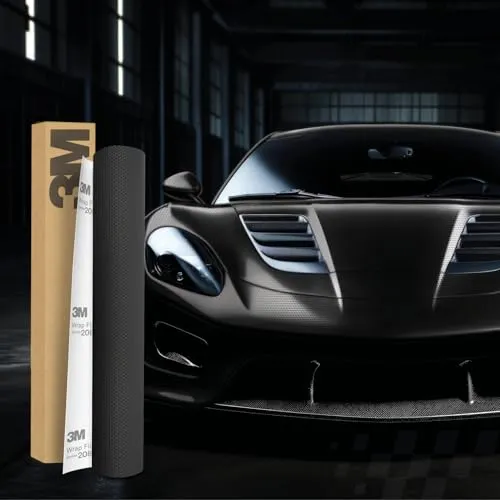 3M 2080 Car Wrapping Folie 30x152cm Selbstklebende Autofolie für Auto Motorrad Boot 3D Lackschutzfolie mit Luftkanälen zum Folieren (MX12 Matrix Black)