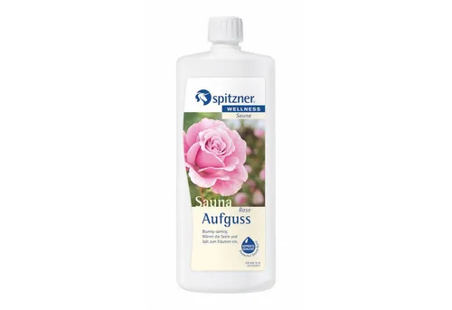 Spitzner Saunaaufguss Rose 1 Liter - Blumiger Wellnessgenuss - Sauna-Aufgüsse mit Qualitätssiegel des Deutschen Sauna-Bundes, für ein blumig-samtiges Erlebnis beim Schwitzen. Ideal für entspannende Saunagänge.