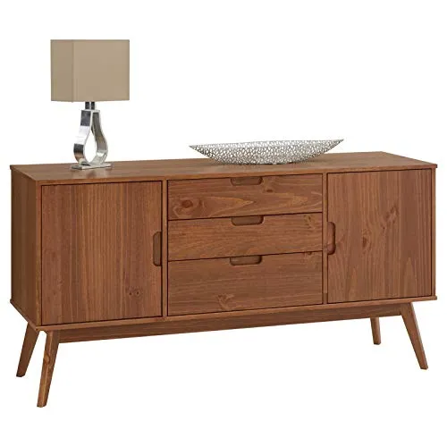 IDIMEX Sideboard TIVOLI, moderne Kommode mit 2 Türen und 3 Schubladen - Sideboard aus massivem Kiefernholz in elegantem kastanienfarben, bietet viel Stauraum und verleiht jedem Raum einen modernen Look.