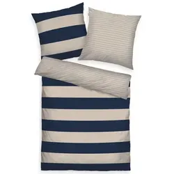 TOM TAILOR HOME Bettwäsche BOLD STRIPES in Gr. 135x200cm, 155x220cm oder 200x220cm, Renforcé, 2 teilig, new bedroom, mit farbigem Markenreißverschluss beige