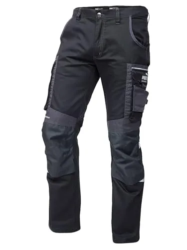 PUMA Workwear Precision X Arbeitshose für Herren - Premium Bundhose mit 6 großen Taschen, verstärkten Kniepartien und feuchtigkeitsabweisendem Mischgewebe – ideal für Handwerk, Produktion und Baugewerbe.