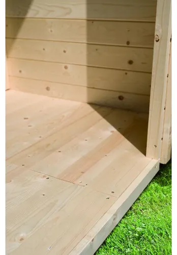 KARIBU Naturbelassen 16 mm Fußboden für Gartenhaus Cubino, Fichte Massivholz, Kesseldruckimprägnierte Unterkonstruktion, Einfache Montage mit Nut und Feder