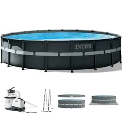 Intex Ultra XTR Frame Pool - Rund, 549 cm Durchmesser, 26.423 L Kapazität, ideal für 11-15 Personen und inklusive Sandfilteranlage