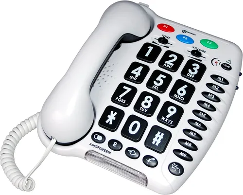 Geemarc AmpliPOWER 50 Schwerhörigentelefon (weiß) - Festnetztelefon für Schwerhörige mit extra lautem Klingelton und verstellbarer Lautstärke, ideal für klare Kommunikation.