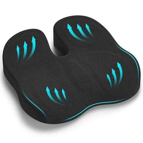 Juspota Orthopädisches Sitzkissen, Ergonomisches Sitzkissen Bürostuhl, Steissbeinkissen Entlastung, Komfortabel Sitzkissens Stuhl, Stress Abbauen Stuhlkissen Sitzpolster für Auto Büro - Schwarz