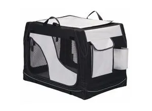 TRIXIE Hundebox Vario 76x48x51 cm – komfortable Rückzugsort für kleine bis mittelgroße Hunde - Hundeboxen: Hochwertige TRIXIE Hundebox mit kuscheliger Lammfell-Optik, ideal als gemütlicher Rückzugsort nach einem abenteuerlichen Tag.