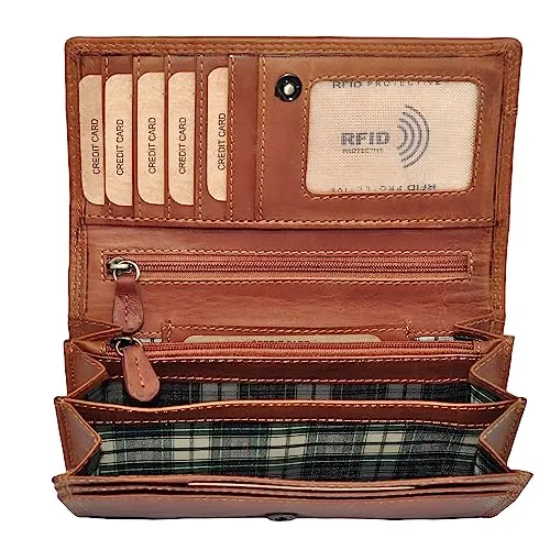 Benthill Geldbörse Damen - Schmale Echt Leder Portemonnaie mit RFID-Schutz - Geldbörsen aus hochwertigem Echt-Leder, mit RFID-Schutz und mehreren Kartenfächern für maximale Sicherheit und Organisation. Ideal für stilbewusste Frauen.