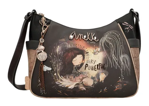 Anekke Umhängetasche Crossbody Bag - Umhängetasche mit mehrfarbiger Innenausstattung und einzigartiger Stickerei, stufenlos verstellbarer Schulterriemen für individuellen Tragekomfort.