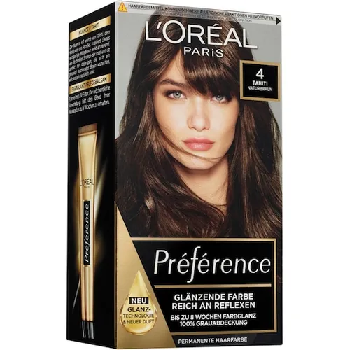 LOreal-Paris Haarfarbe ColorationPréférence Glänzende Farbe 4 Tahiti/Naturbraun 1 Stk. (9,99 € / 1 Stk.)