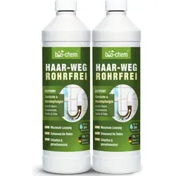 bio-chem Abflussreiniger EXTRA STARK 2x 1 L - Rohrreiniger für effektive Haar- und Fettbeseitigung, chlorfrei und materialschonend für alle Rohrarten. Ideal für bis zu 20 Anwendungen pro Flasche!