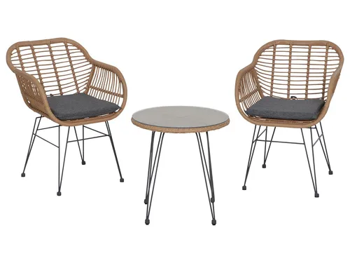 Siena Garden Balkonset Tiros 3-teilig, Natur, Dunkelgrau, Schwarz - Gartenmöbel-Set für stilvolle Balkone: Das Siena Garden Balkonset Tiros bietet mit stabilem Stahlgestell und pflegeleichtem Kunststoffgeflecht eine gemütliche Atmosphäre für entspannte Sommermomente.
