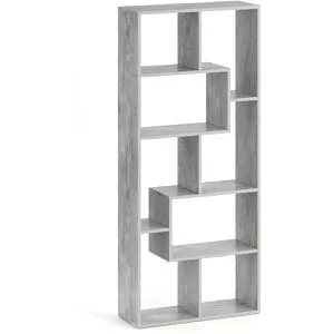 Vicco Raumteiler Noa - Stehendes Bücherregal in Beton-Optik - Büro-Bücherregale mit 8 offenen Regalen für Bücher und Dekoration, ideal für universellen Einsatz. Pflegeleichte Spanplatte, Maße: 160,6 x 67 cm.