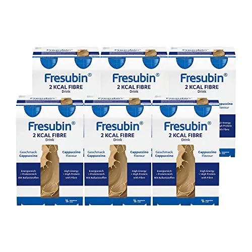 Fresubin 2 kcal fibre DRINK Cappuccino - Eiweißreiche Trinknahrung für eine bedarfsdeckende Ernährung, ideal zur ergänzenden oder ausschließlichen Versorgung mit Vitaminen und Spurenelementen. 24 x 200 ml für optimalen Genuss.