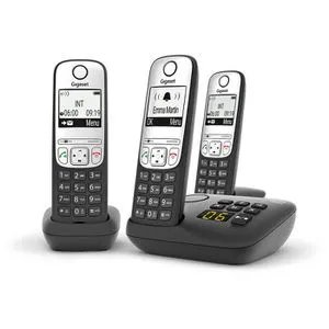 Gigaset A690A Trio - Schnurloses Telefon mit integriertem Anrufbeantworter, 3 Mobilteile und 180 Std. Stand-by, ideal für Zuhause oder Büro