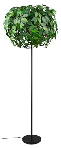 Reality Leuchten Stehleuchte Leavy R40463015 - Standleuchte & Deckenfluter in Schwarz matt mit grünen Kunststoffblättern. Höhe 180cm, Durchmesser 70cm. Ideal für stimmungsvolle Beleuchtung. Exkl. 3x E14 Leuchtmittel für individuelle Lichtgestaltung.