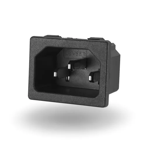 IEC C14 Kaltgeräte Einbaustecker Snap-In, 10A 250V AC, 3-polig (L/N/PE), Faston 4,8 mm, Einbau Netzanschluss für Geräte, kompatibel mit IEC C13 Kabel
