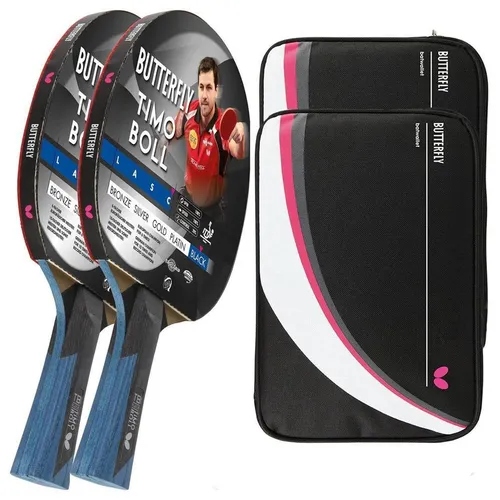 Timo Boll Black 85031 Tischtennisschläger Set mit 2 Hüllen - Tischtennisschläger Set für Unisex Erwachsene, inklusive 2 Schläger und 2 schützende Hüllen. Ideal für Allround-Spieler, bietet hervorragende Kontrolle und Spin!