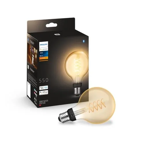 Philips Hue White E27 Einzelpack Globe G93 - LED-Lampe 580lm, warmweißes Licht, kompatibel mit Amazon Alexa und Google Home