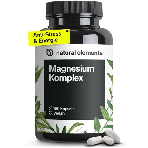 Magnesium Komplex - Premium 400mg - Nahrungsergänzungsmittel mit 5 hochwertigen Verbindungen, vegan und laborgeprüft. Hochdosiert mit 400mg elementarem Magnesium pro Tagesdosis für optimale Unterstützung.