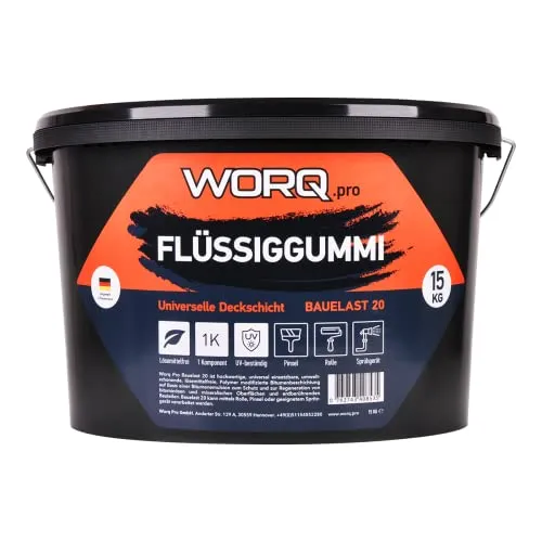 Bauelst Flüssiggummi 15 KG - Hochwertige Flachdachabdichtung - Hochelastische, wasserbasierte Abdichtung für Dächer, Wände und Terrassen. UV-beständig und lösemittelfrei, ideal für den professionellen Einsatz und verschiedene Untergründe.