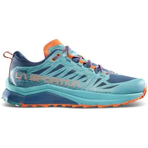 La Sportiva Jackal II Woman GTX Storm Blue/Lagoon (37) - Laufschuhe für Frauen, ideal für Mountain Running. Mit Gore-Tex-Membran und innovativer Infinitoo-Technologie für optimale Dämpfung und Komfort auf langen Strecken.