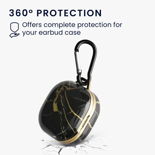 kwmobile Hülle kompatibel mit Samsung Galaxy Buds 2 Pro / Buds 2 / Buds Live - Schutzhülle Etui - Kopfhörer Case IMD Cover in Schwarz Gold Marmor
