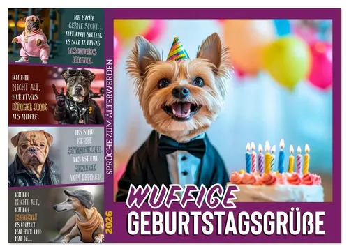 Melanie Viola | Wuffige Geburtstagsgrüße Kalender - Kalender mit humorvollen Sprüchen zum Älterwerden, ideal als Geschenk für Tierliebhaber und Freunde, um das Lächeln zu bewahren.