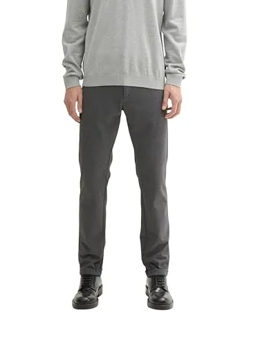 TOM TAILOR Herren Jersey Travis Slim Fit Chino Hose - Black White Birds Eye - Wanderhose mit Stretch-Anteil für optimalen Tragekomfort, ideal für Büro, Freizeit und festliche Anlässe. Slim Fit Passform und praktische Taschen machen sie zum vielseitigen Begleiter.