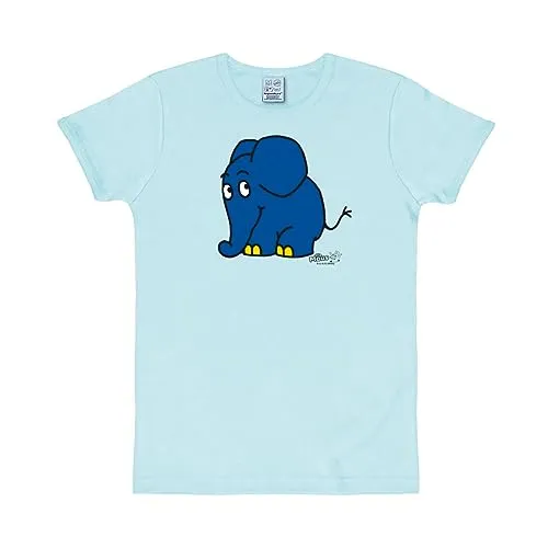 LOGOSHIRT T-Shirt Sendung mit der Maus - Elefant mit coolem Print blau L - Herren-Shirt aus 100% Baumwolle, mit coolem Elefant-Print, ideal für lässige Outfits und Maschinenwäsche geeignet.