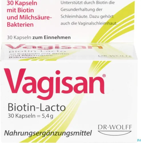 Vagisan Biotin-Lacto Kapseln - Nahrungsergänzung zur Unterstützung der Haut- und Haargesundheit, ideal für Frauen, die Wert auf Wohlbefinden legen.
