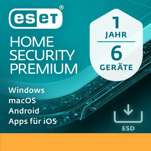 ESET Home Security Premium 2025 - 6 Geräte, 1 Jahr - Security-Suiten mit umfassendem Schutz für bis zu 6 Geräte. Sicher online surfen und Daten schützen – sofort per E-Mail erhältlich!