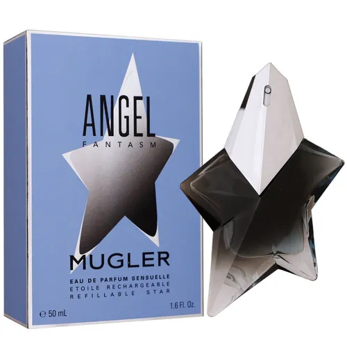 MUGLER Angel Fantasm Eau de Parfum 50 ml - Angel Duft mit fruchtigen Gourmand-Noten, Kokosnuss-Akkord und Patchouli in einem eleganten schwarzen Sternenflakon. Ein sinnliches Erlebnis für jede Frau.