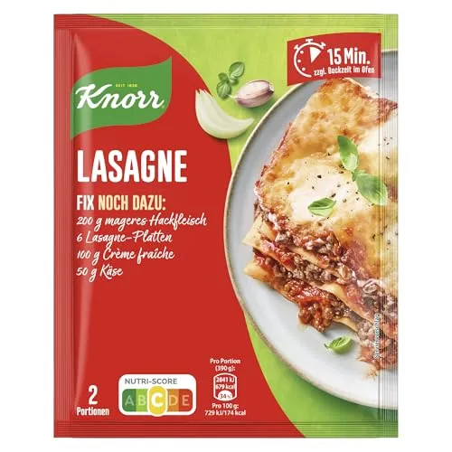 Knorr Fix Würzmischung Lasagne für einen leckeren Auflauf mit natürlichen Zutaten* 52 g 1 Stück