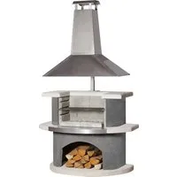 Buschbeck Holzkohlegrill Gartencheminée Zürich - Edelstahl für stilvolles Grillen - Grill: Robuster Edelstahl-Grill mit elegantem Design, ideal für gesellige Grillabende im Garten.