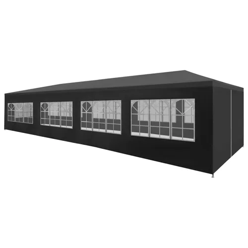 vidaXL Partyzelt 3x9 m Anthrazit - UV- und wasserbeständig - Pavillon für Gartenpartys, stabiler Stahlrahmen, einfache Montage und dekorative Fenster, ideal für gesellige Zusammenkünfte im Freien.
