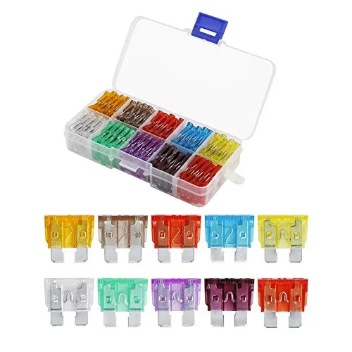 Road Passion 100 Pcs 5A-50A Mini-Sicherungen Kfz Flachsicherung Kfz Auto Motorrad Sicherungen Set, Zinklegierung, Transparent, 32V, Durchsteckmontage