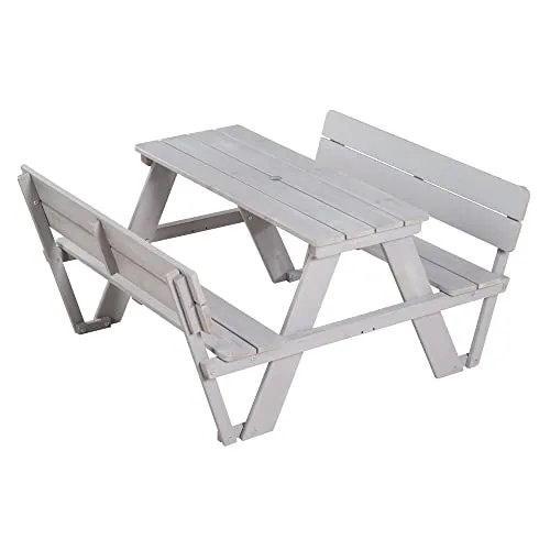 Roba Kindersitzgruppe Picknick for 4, grau - Gartenmöbel-Set für Kinder, kindgerecht designt mit abgerundeten Kanten und bis zu 50 kg belastbaren Sitzflächen – ideal für unvergessliche Picknick-Momente!