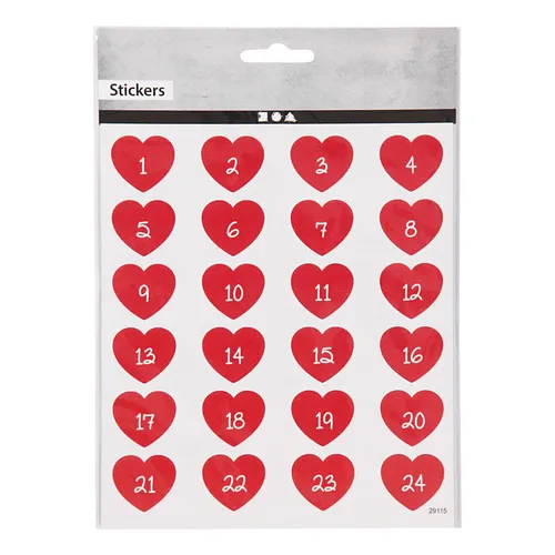 Creativ Company Stickers Heart mit Zahl, 1 Blatt