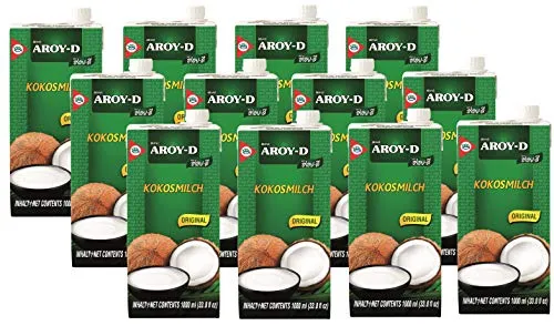 12x1L Aroy D Kokosnussmilch Kokosmilch Nuoc Cot Dua Coconut Milk