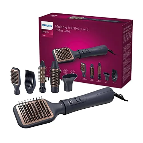 Philips AirStyler Serie 5000 - Haarstyler mit 5 Aufsätzen, gleichmäßige Wärmeverteilung für maximalen Haarschutz und gesundes Aussehen