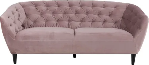 Ambia Home Chesterfield-Sofa - Rosa 3-Sitzer, Textil, Kautschukholz - Elegantes Chesterfield-Sofa in Rosa mit hochwertigem Samtbezug und exzellentem Sitzkomfort. Ideal für gemütliche Abende im Wohnzimmer.