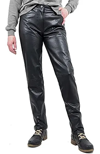 Maddox Damen Lederhose aus Lammnappa in Schwarz, Größe 46 - Damen-Hosen aus echtem, weichem Lammnappa mit Jeans-Schnitt. Individuell kürzbar und ideal für stilbewusste Frauen.
