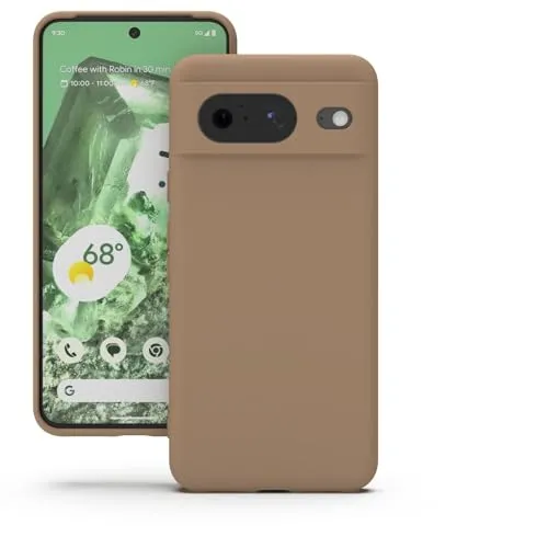YATWIN Hülle für Google Pixel 8, Silikon Handyhülle mit Futter, 1mm Kamera und Displayschutz, Dünn & Leicht, Anti Kratzer Case, Milchtee