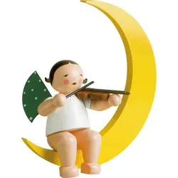 Wendt & Kühn Engelfigur Engel mit Geige im Mond, groß - Nussknacker, handgefertigte Holzfigur, 30 cm hoch, ideal als Weihnachtsgeschenk oder zur ganzjährigen Dekoration.